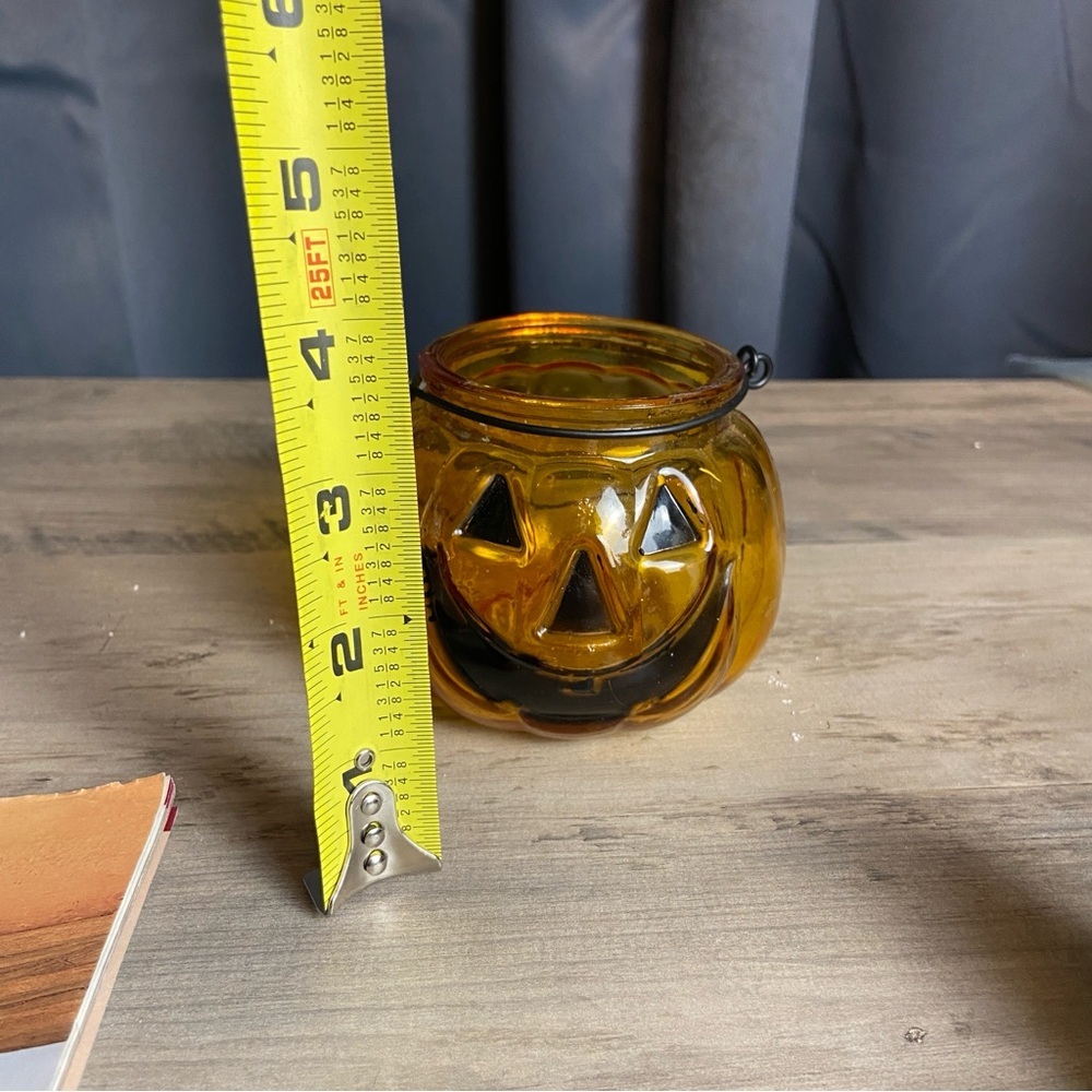 Jack-o'-Lantern Pumpkin Glass Candle Holder Tea Light Halloween Home‎ Decoration - Picture 7 of 7